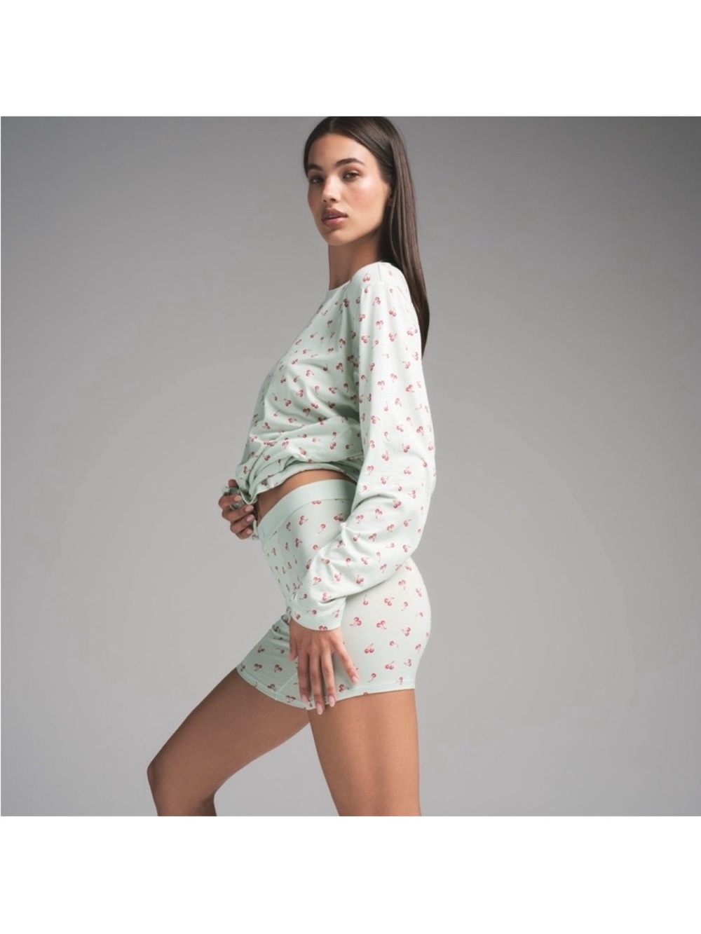SKIMS Cloud and Cherry Print Boyfriend Sleeve Tee